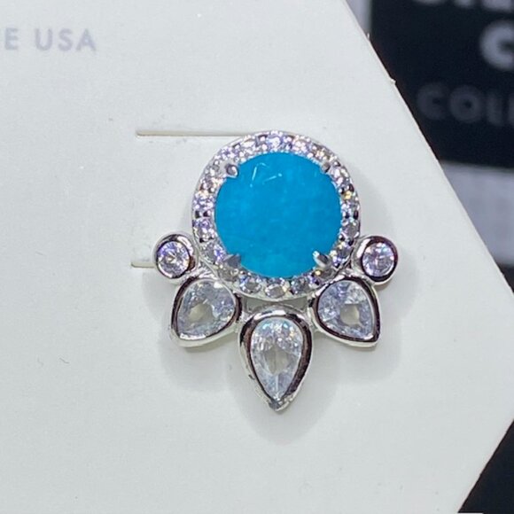 Genuine Amazonite on .925 Solid Sterling Silver Stud Earrings - Picture 2 of 4